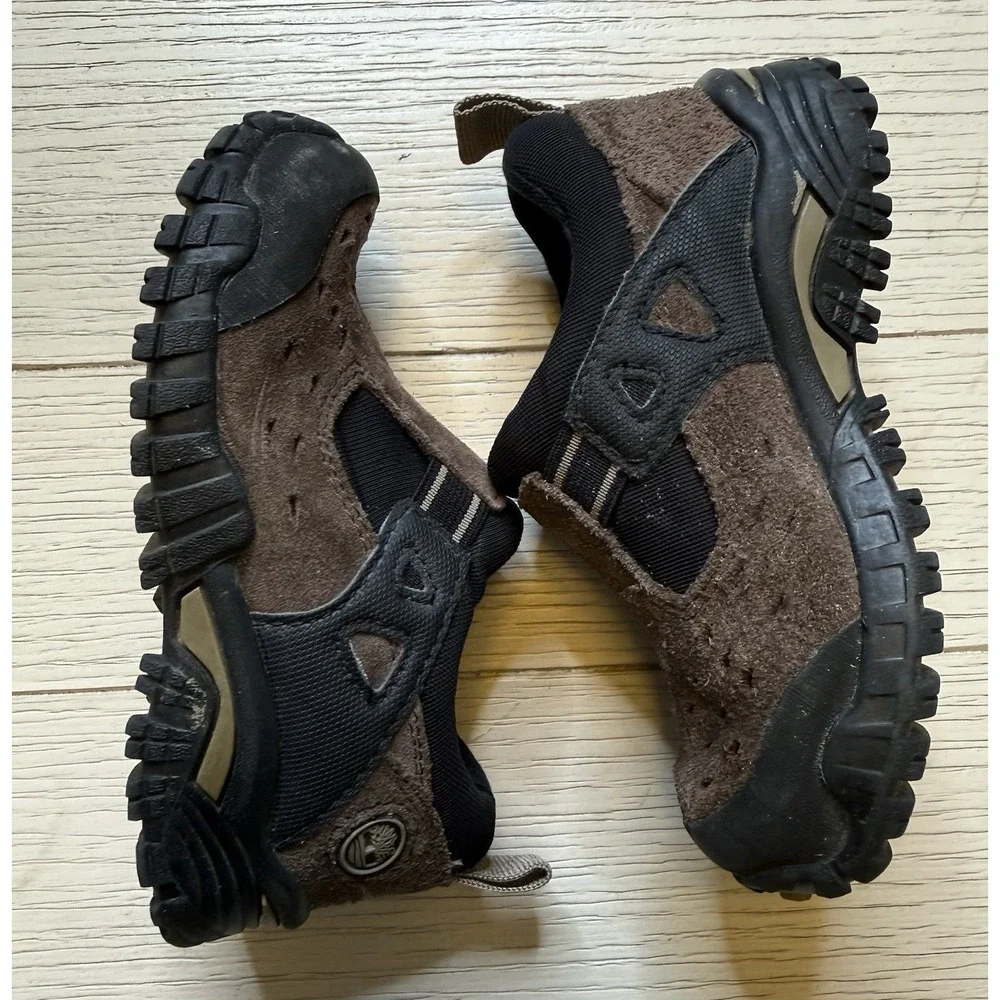 Timberland Toddler Boys Slip On Brown‎ Leather Outdoor Nature Shoes Sz 7 US